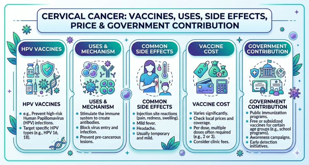 Cervical Cancer Vaccines, Uses, Side Effects, Price & Government Contribution