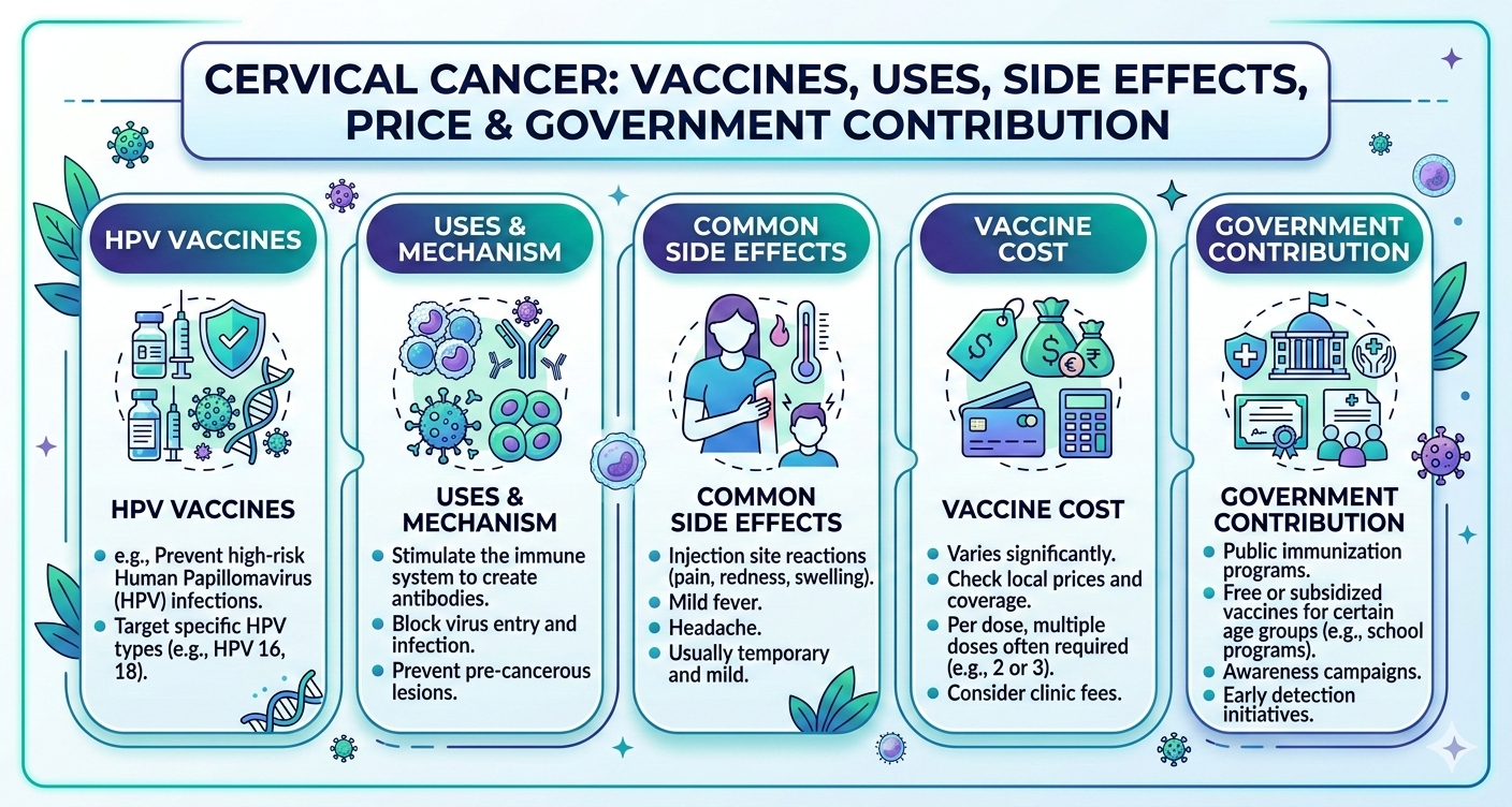 Cervical Cancer Vaccines, Uses, Side Effects, Price & Government Contribution